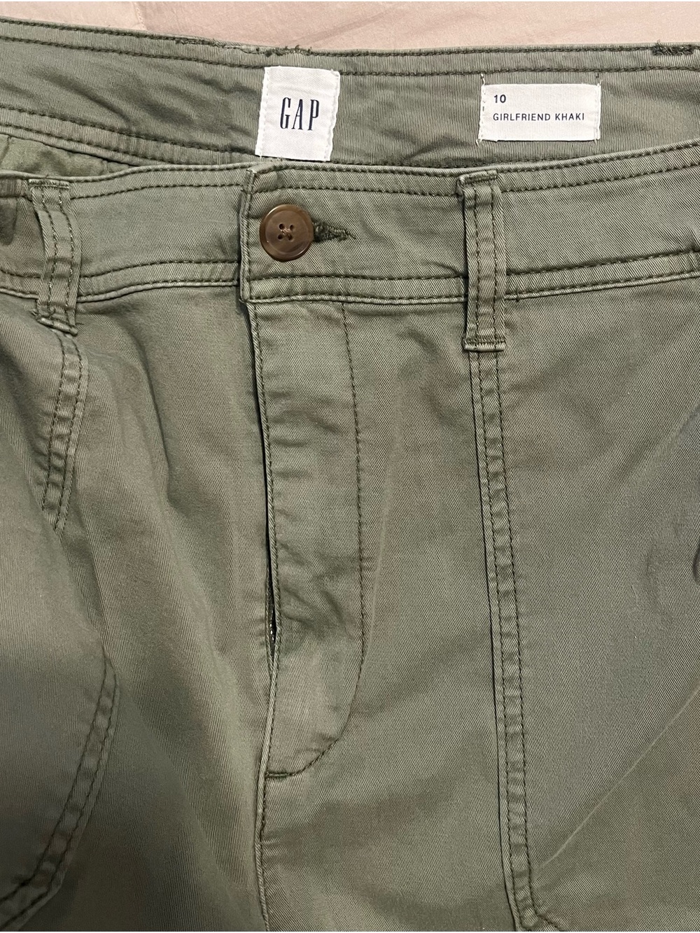 GAP Women's Olive Straight-Leg Utility Pants Size 10 - Picture 3 of 3